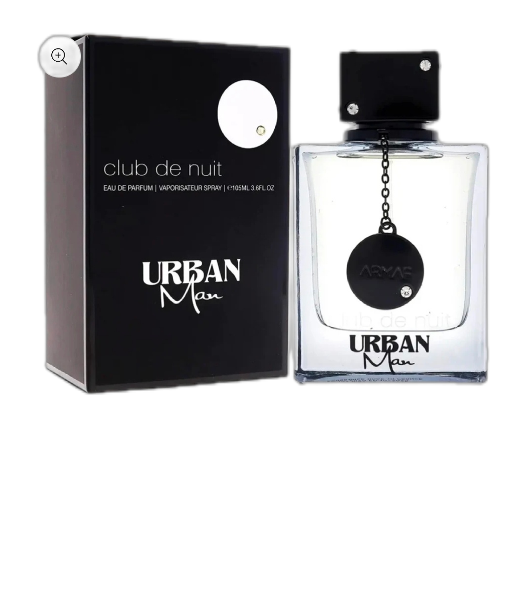 Botella de perfume con empaque negro Urban Man.